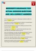 EXAMS PACK&colon;&colon;&colon; MISSISSIPI INSURANCE ACTUAL 2025&sol;2026 Q&A 100&percnt; PASS