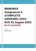 MNM4803 Assignment 3 &lpar;COMPLETE ANSWERS&rpar; 2025 - DUE 22 August 2025