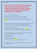 UHC ETHICS AND COMPLIANCE EXAM 2025&sol;2026 WITH 380 ACTUAL EXAM QUESTIONS AND CORRECT ANSWERS &lpar;100&percnt; CORRECT VERIFIED ANSWERS&rpar; UNITED HEALTHCARE ETHICS & COMPLIANCE TEST &lpar;NEWEST&excl;&excl;&rpar;