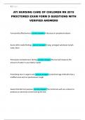 ATI NURSING CARE OF CHILDREN RN 2019 PROCTORED EXAM FORM D QUESTIONS WITH VERIFIED ANSWERS