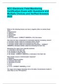 NCC Electronic Fetal Monitoring Certification Exam with Questions and Multiple Choices and Verified Answers 2025