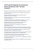 VA Pesticide Registered Technician Notes Questions with  Verified Answers