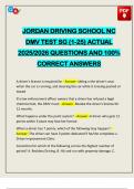 JORDAN DRIVING SCHOOL NC DMV TEST SG &lpar;1-25&rpar; ACTUAL 2025&sol;2026 QUESTIONS AND 100&percnt; CORRECT ANSWERS