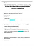RREGISTERED DENTAL ASSISTANT EXAM &lpar;AMT&rpar; LATEST QUESTIONS & VERIFIED ANSWERS 2025&sol;2026 &lpar;GRADED A&plus;&rpar;