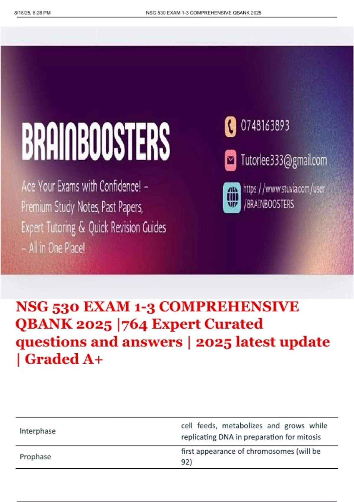 NSG 530 EXAM 1-3 COMPREHENSIVE Questions BANK 2025 | LATEST UPDATED ...