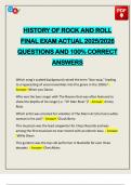 HISTORY OF ROCK AND ROLL FINAL EXAM ACTUAL 2025&sol;2026 QUESTIONS AND 100&percnt; CORRECT ANSWERS