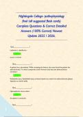 Nightingale College- pathophysiology final &lpar;all suggested flash cards&rpar; Complete Questions & Correct Detailed Answers &lpar;100&percnt; Correct&rpar; Newest Update 2025 &sol; 2026&period;      