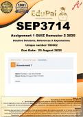 SEP3714 Assignment 1 &lpar;COMPLETE ANSWERS&rpar; Semester 1 2025 &lpar;780062 &rpar;- DUE 25 August 2025