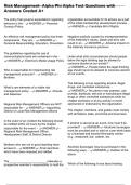 Risk Management- Alpha Phi Alpha Test Questions with Answers Graded A&plus;