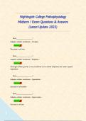 Nightingale College Pathophysiology Midterm &sol; Exam Questions & Answers &lpar;Latest Update 2025&rpar;      