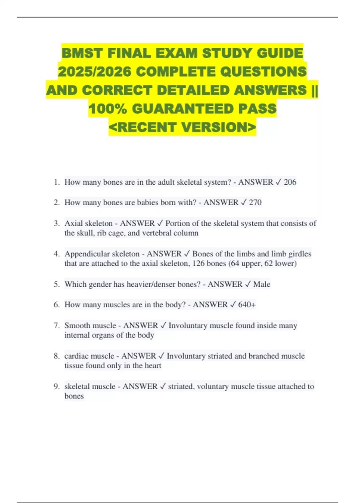 BMST FINAL EXAM STUDY GUIDE 2025/2026 COMPLETE QUESTIONS AND CORRECT ...