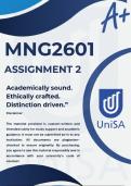 MNG2601 ASSIGNMENT 2 SEMESTER 2 2025 *COMPLETE ANSWERS* DUE DATE 12 SEPTEMBER 2025 (BEST ANSWERS FOR THIS ASSESSMENT)
