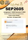 SEP2605 Assignment 1 &lpar;COMPLETE ANSWERS&rpar; Semester 2 2025 - DUE 20 August 2025