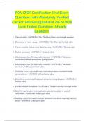 FOA CFOT Certification Final Exam Questions with Absolutely Verified Correct Solutions&vert;&vert;Updated 2025&sol;2026 Exam Tested Questions Already Graded&excl;&excl;&excl;