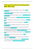 Pivot point Final Exam Prep Questions With 100&percnt; Pass