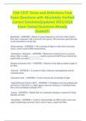 FOA CFOT Terms and Definitions Final Exam Questions with Absolutely Verified Correct Solutions&vert;&vert;Updated 2025&sol;2026 Exam Tested Questions Already Graded&excl;&excl;&excl;