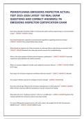 PENNSYLVANIA EMISSIONS INSPECTOR ACTUAL TEST 2025-2026 LATEST 150 REAL EXAM QUESTIONS AND CORRECT ANSWERS&sol; PA EMISSIONS INSPECTOR CERTIFICATION EXAM