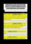 OREGON LAWS&comma; RULES AND  REGULATIONS OREGON TATTOO  EXAM QUESTIONS AND ANSWERS    &bull;