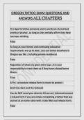 OREGON TATTOO EXAM QUESTIONS AND  ANSWERS  ALL CHAPTERS  