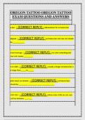 OREGON TATTOO OREGON TATTOO  EXAM QUESTIONS AND ANSWERS