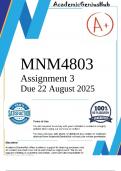 MNM4803 Assignment 3 2025 - Due 22 August 2025
