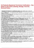 VA Pesticide Registered Technician Certification &ndash; Key Notes & Test Facts &lpar;Labeling&comma; Storage&comma; First Aid&comma; Renewal Rules&rpar;&period;pdf