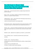 Psy 263 Exam 4&colon; Illinois State University Prep Test Questions Fully Solved 2025-2026 Updated&period;