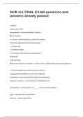 NUR 111 FINAL EXAM questions and answers already passed