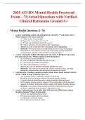 2025 ATI RN Mental Health Proctored Exam &ndash; 70 Actual Questions with Verified Clinical Rationales &vert; A&plus; Graded