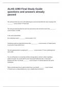 ALHS 1090 Final Study Guide questions and answers already passed