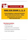 Wilkes NSG 526 Exam &lpar;1&comma; 2&comma; 3&rpar; Clinical Modalities Adv&period; Psych &lpar;Latest 2025 &sol; 2026&rpar; Qs and Ans with Explanation&comma; Pass with Confidence