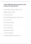 ALHS 1090 Final Exam questions and answers already passed