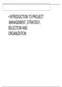 Introduction to Project Management&colon; Strategy&comma; Selection & Organization &vert; Study Notes