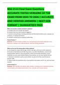 NSG 2113 Final Exam Questions  ACCURATE TESTED VERSIONS OF THE  EXAM FROM 2025 TO 2026 &vert; ACCURATE  AND VERIFIED ANSWERS &vert; NEXT GEN  FORMAT &vert; GUARANTEED PASS 