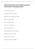 2025 Final Exam ALHS 1090 questions and answers already passed