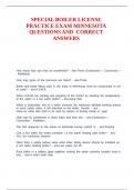 SPECIAL BOILER LICENSE PRACTICE EXAM MINNESOTA QUESTIONS AND  CORRECT ANSWERS