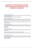 SECOND CLASS BOILER LICENSE 2ND MINNESOTA QUESTIONS AND CORRECT ANSWERS