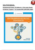 SOLUTION MANUAL For Entrepreneurial Finance&comma; 7th Edition by J&period; Chris Leach&comma; Ronald W&period; Melicher&comma; Chapters 1 - 16&comma; Complete With CAPSTONE CASES