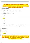 ATI TEAS 6 Practice Tests Workbook 6 Full Length Questions Test Bank with Correct Answers &vert;Latest Update 2021&sol;2022 Guaranteed A&plus; 