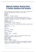 Maternity Pediatric Nursing Exam  3 Practice Questions And Answers 