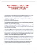 GOVERNMENT TRAVEL CARD TRAINING QUESTIONS AND CORRECT ANSWERS