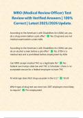 MRO &lpar;Medical Review Officer&rpar; Test Review with Verified Answers &vert; 100&percnt; Correct &vert; Latest 2025&sol;2026 Update&period; 