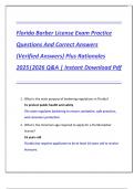 Florida Barber License Exam Practice  Questions And Correct Answers  &lpar;Verified Answers&rpar; Plus Rationales  2025&vert;2026 Q&A &vert; Instant Download Pdf