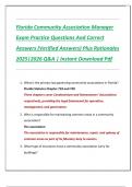 Florida Community Association Manager  Exam Practice Questions And Correct  Answers &lpar;Verified Answers&rpar; Plus Rationales  2025&vert;2026 Q&A &vert; Instant Download Pdf