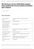 BIO 256 Exam 1 Review &lpar;2025&sol;2026&rpar; Updated&colon; EXAM QUESTIONS WITH ACCURATE ANSWERS &vert; GET IT RIGHT&excl;&excl;