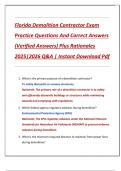 Compilation Bundle for Florida Demolition Contractor Exams Practice Questions And Correct Answers &lpar;Verified Answers&rpar; Plus Rationales 2025&vert;2026 Q&A &vert; Instant Download Pdf
