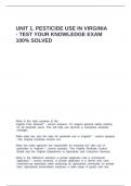 Unit 1&period; Pesticide Use in Virginia - Test Your Knowledge exam 100- solved