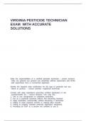 VIRGINIA PESTICIDE TECHNICIAN EXAM WITH ACCURATE SOLUTIONS