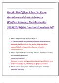 Florida Fire Officer I Practice Exam  Questions And Correct Answers  &lpar;Verified Answers&rpar; Plus Rationales  2025&vert;2026 Q&A &vert; Instant Download Pdf 