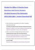 Florida Fire Officer II Practice Exam  Questions And Correct Answers  &lpar;Verified Answers&rpar; Plus Rationales  2025&vert;2026 Q&A &vert; Instant Download Pdf 